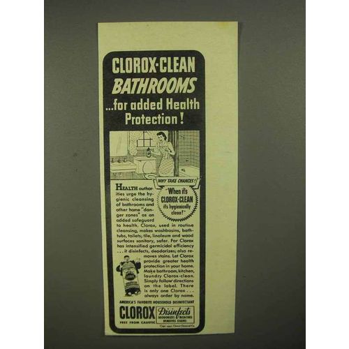 1942 Clorox Bleach Ad - Clean Bathrooms
