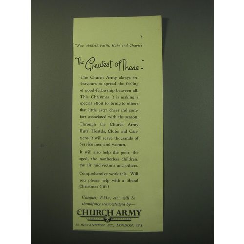 1942 Church Army Ad - The greatest of these