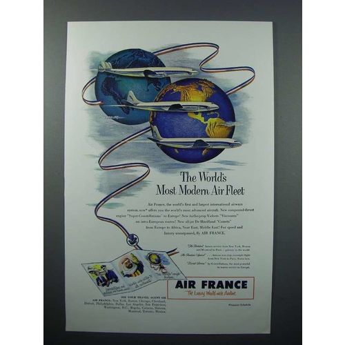 1953 Air France Ad - World's Most Modern Air Fleet