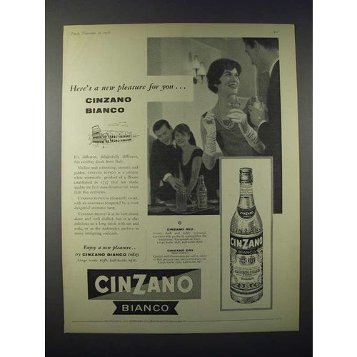 1958 Cinzano Bianco Ad - A New Pleasure For You