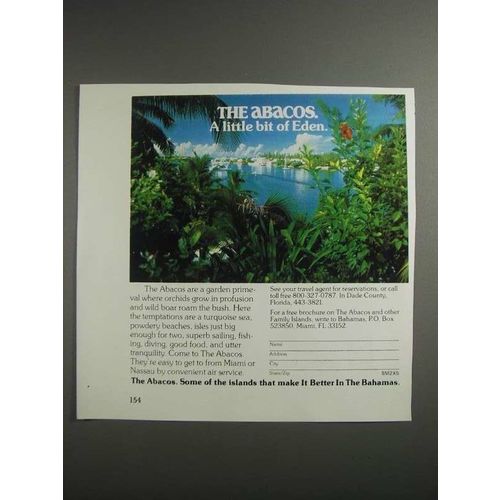 1984 The Abacos Bahamas Tourism Ad - Bit of Eden