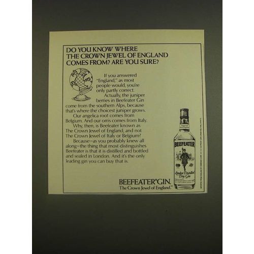 1985 Beefeater Gin Ad - Do you know where the crown jewel of England comes from?
