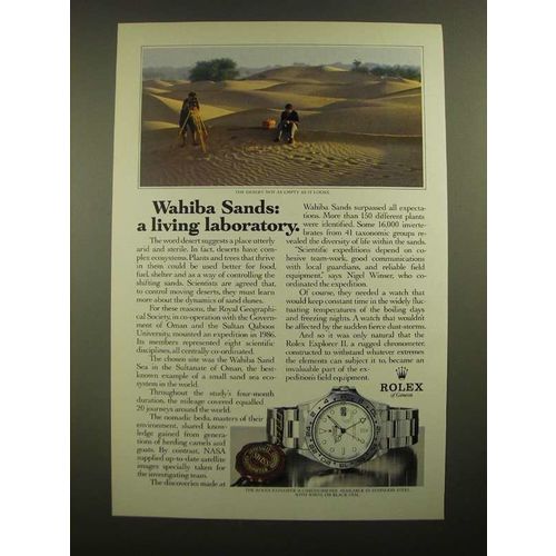 1988 Rolex Exlporer II Chronometer Ad - Wahiba Sands