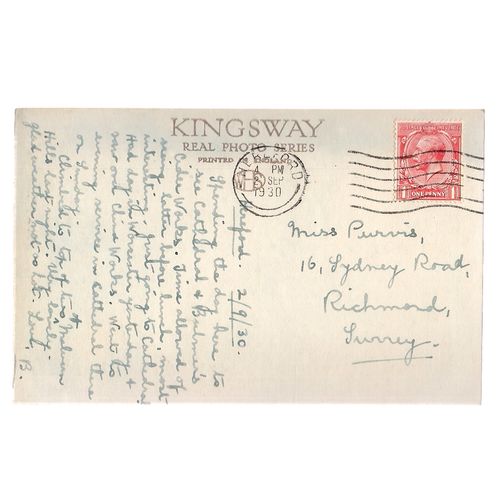 HEREFORD CATHEDRAL FROM S.W., used vintage postcard 1930 postmark =