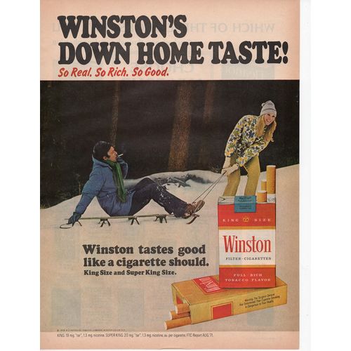 Winston Cigarettes Vintage Full Page Print Ad February 1972