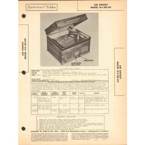 AIR KNIGHT model N5-RD291 AM radio phonograph Sams Photofact manual