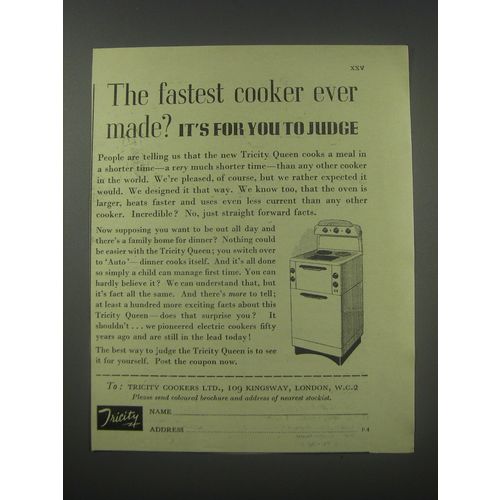 1954 Tricity Queen Cooker Ad - The fastest cooker ever made?