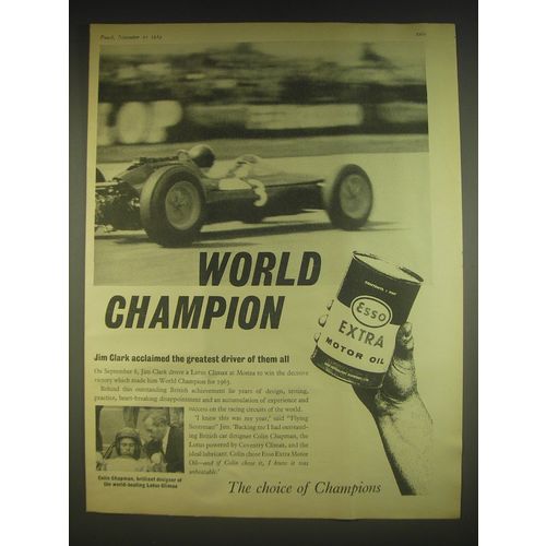 1963 Esso Extra Motor Oil Advertisement - World Champion Jim Clark