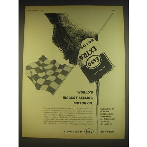 1963 Esso Extra Motor Oil Ad - World's biggest selling motor oil