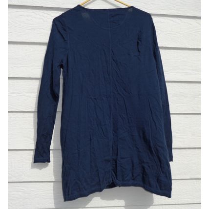 LOGO Lori Goldstein Slub Sweater Womens Medium Cotton Cashmere Blend Blue 009