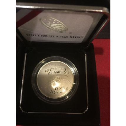 2014 P Proof Baseball Hall of Fame Silver Dollar! Original packaging!