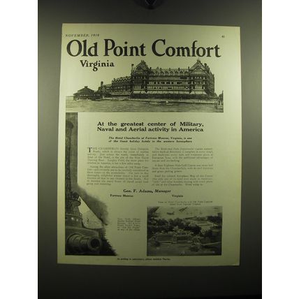 1919 Hotel Chamberlin Ad - Old Point Comfort Virginia