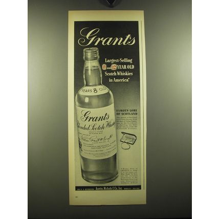 1949 Grant's Blended Scotch Whisky Ad - Grant's largest-selling 8 and 12 year