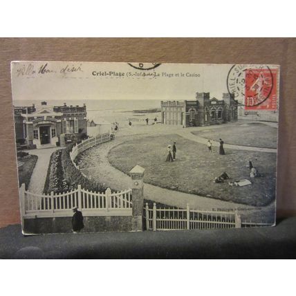 CRIEL-PLAGE, FRANCE used antique postcard 1909 postmark