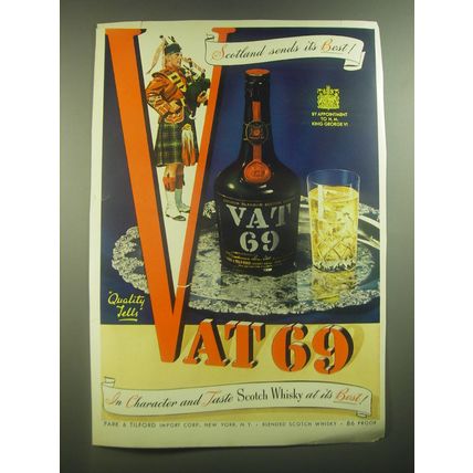 1945 Vat 69 Scotch Ad - Scotland sends its Best