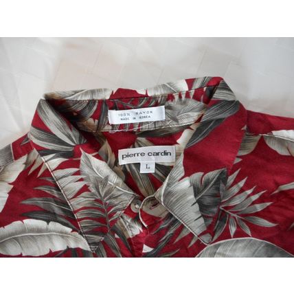 Hawaiian Shirt Pierre Cardin Men's Large Red Tropical