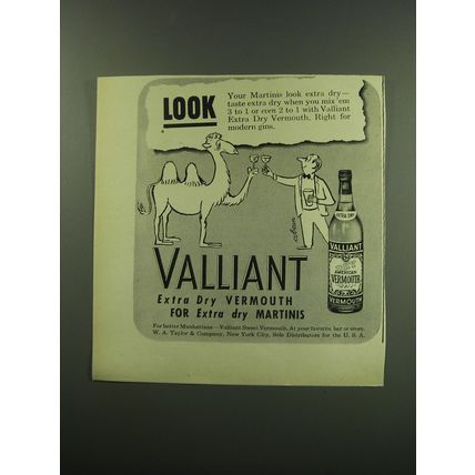 1949 Valliant Vermouth Ad - cartoon by Sam Cobean - Look