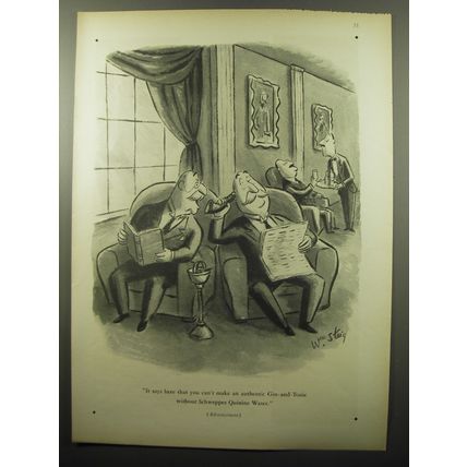 1950 Schweppes Quinine Water Advertisement - cartoon by William Steig