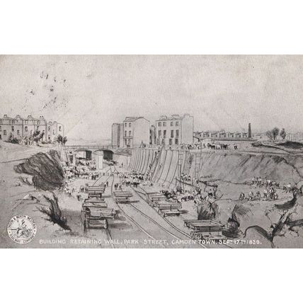 Building Camden Town Railway Wall in Victorian 1835 Antique Train 1905 Postcard