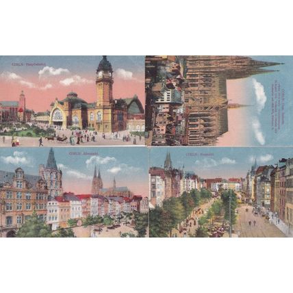 Coeln Hauptbalmhof Heumarkt Altermarkt Dom 4x German Old Postcard s