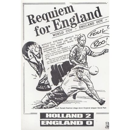 Holland 2 England 0 David Platt Foul Limited Edition World Cup 1994 Postcard