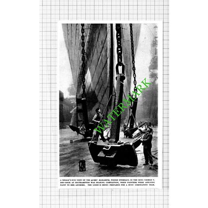 Queen Elizabeth Ship Overhaul King George V Dry Dock Southampton - 1953 Cutting