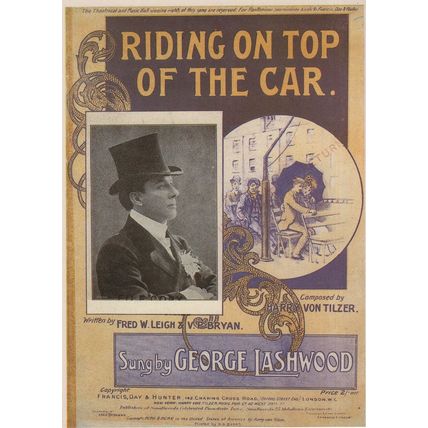 Riding on Top Of The Car George Lashwood Music Hall Poster Postcard