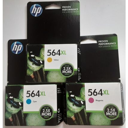HP 564XL Lot of 3 Cyan Magenta Yellow Ink Cartridge Genuine Sealed NOS 10/14