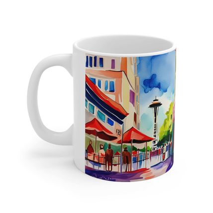 At the Cafe Space Needle Seattle Washington #17 Mug Ceramic Coffee Mug 11oz