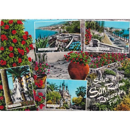 San Remo Italy Multiview Postcard posted 1965 creased