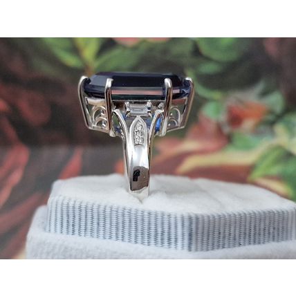Minas Gerais Twilight Quartz Fancy Cut Ring Sz P½- Q Platinum Overlay 925 Silver