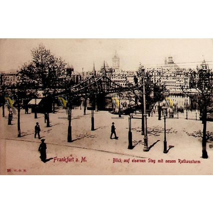 Frankfurt a M, Blick Auf Eisernen Steg, Germany, 56 C.O.M Postcard, 1900s