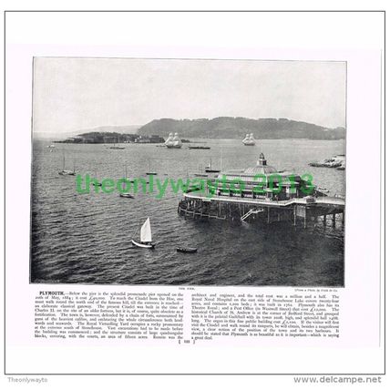 PLYMOUTH, THE PIER, DEVON, ENGLAND, Book Illustration, c1895