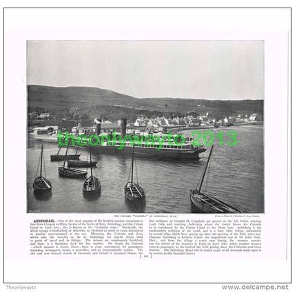 ARDRISHAIG, STEAMER COLUMBA, SCOTLAND, Book Illustration, c1895