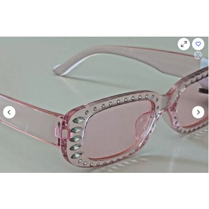 Pink Rectangle Sunglasses, West Loop 59943 PNK VL Pink Lens Jeweled Rhinestones