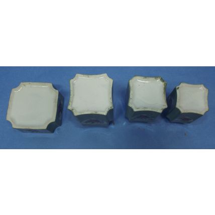 Vintage Green Porcelain Vanity Dresser 4 Pc Set Hand Painted Flowers Man Woman