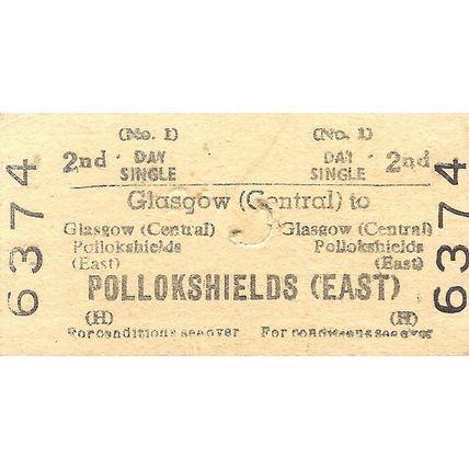 B.R.B. Edmondson Ticket - Glasgow Central to Pollokshields East