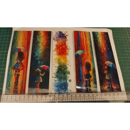 Girl With Umbrella Rainbow Bookmarks Book Markers Gift For Reader (X5)