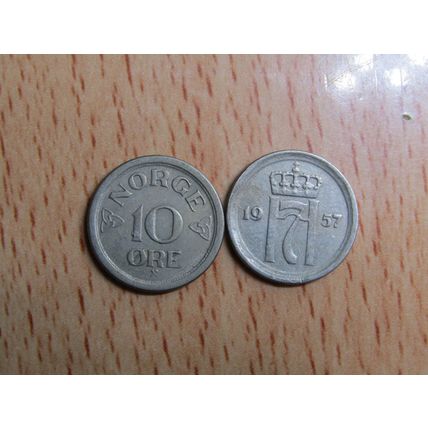 Norway 1957 10 Ore Coin
