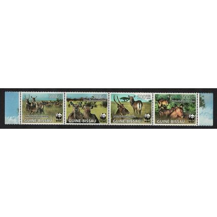 Guinea-Bissau WWF Defassa Waterbuck Strip of 4v 2008 MNH MI#3919-3922