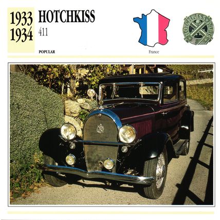 Collectors Club card. Classic Cars. Hotchkiss 411