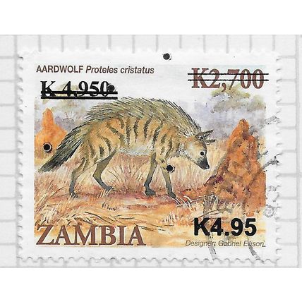 ZAMBIA 2013 AARDWOLF SURCHARGE K4.95 K4950 K2700 + SECURITY CIRCLES USED