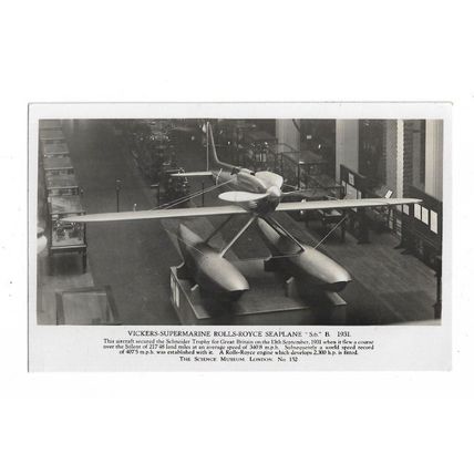 Vickers-Supermarine Rolls-Royce Seaplane S6 B 1931, RP Postcard.