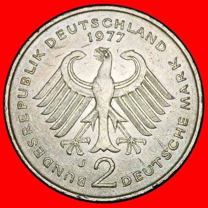 ⰆADENAUER (1876-1967):GERMANY★2 MARKS 1977J I+B+r2! HAMBURG★LOW START★NO RESERVE