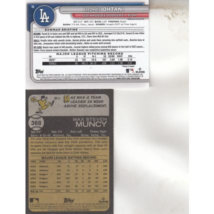 SHOHEI OHTANI & MAX MUNCY AUTO 2024/22 LOS ANGELES DODGERS WORLD CHAMPION PLAYER
