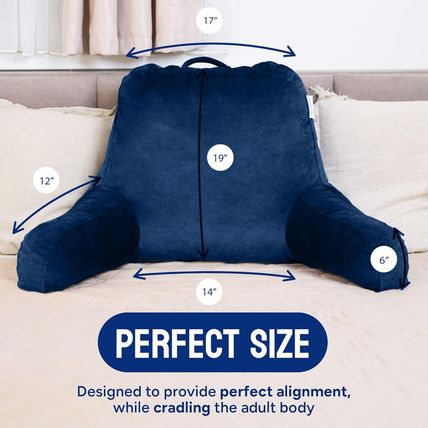 Comfortspa Reading Pillow for Bed Adult Size, Back Rest Pillow with Arms, Pocket