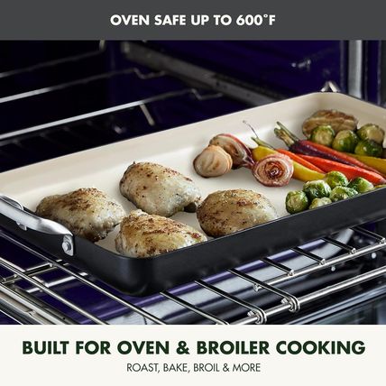 Greenpan 18" X 11" Double Burner Griddle Pan, Hard Anodized Healthy Ceramic Nons