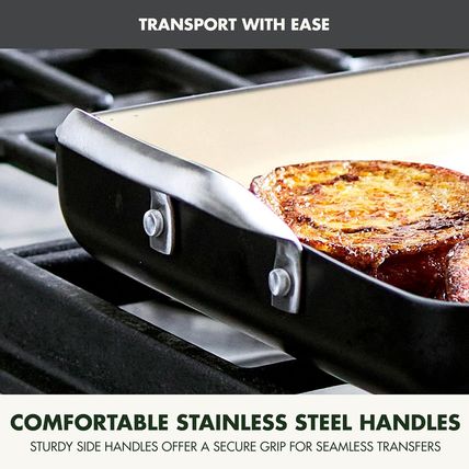 Greenpan 18" X 11" Double Burner Griddle Pan, Hard Anodized Healthy Ceramic Nons