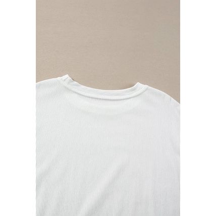 White Ribbed Corduroy Oversized Sweatshirt
