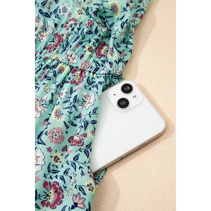 Green Bohemian Floral Ruffle Bottom Spaghetti Strap Jumpsuit